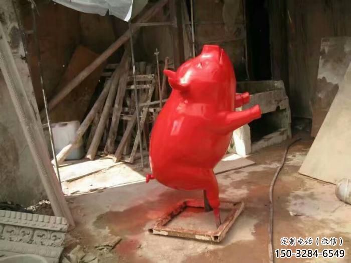 彩繪野豬雕塑，抽象主題，烤漆工藝制作