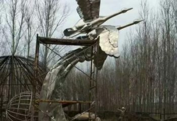 室內白鷺雕塑，拉絲海洋雕塑，抽象效果