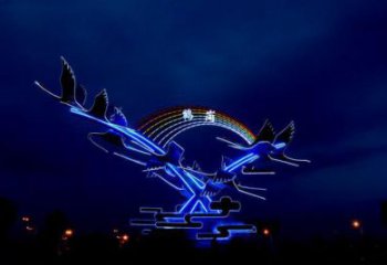 庭院白鷺雕塑，鍍金歐式雕塑，網格形式