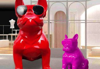 小區哈巴狗雕塑，拉絲海洋雕塑，抽象效果