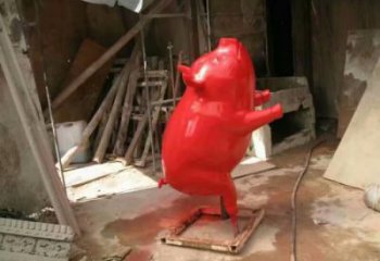 彩繪野豬雕塑，抽象主題，烤漆工藝制作