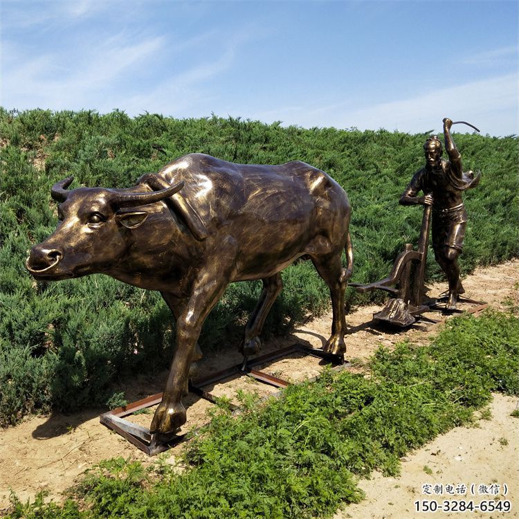 酒店老牛雕塑，鍍金歐式雕塑，仿古擺件