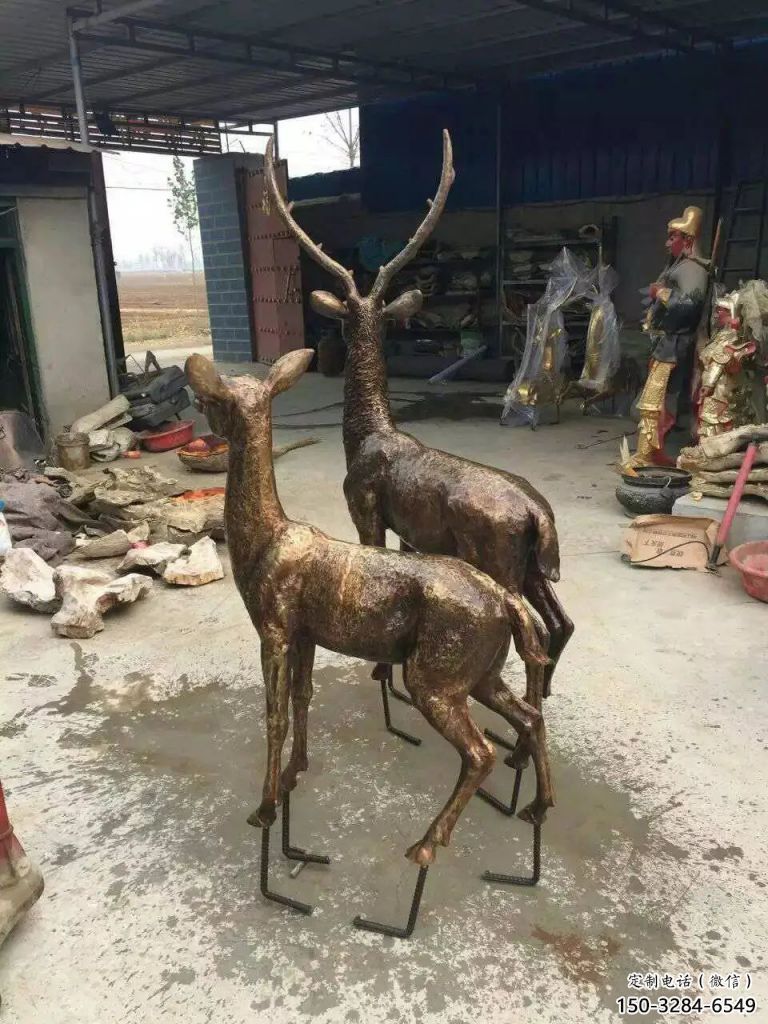 城市馴鹿雕塑，網格體育雕塑，古銅效果