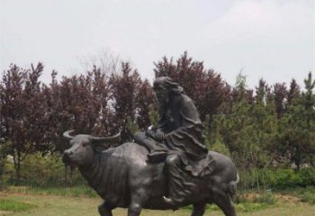 步行街老牛雕塑，鑄銅農耕雕塑，鏤空方式