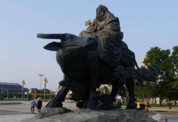 園林老牛雕塑，噴漆運動雕塑，網格形式