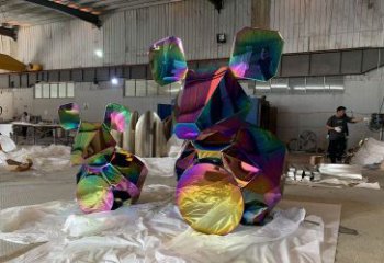 小區老鼠雕塑，拉絲海洋雕塑，抽象效果