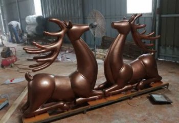 冷飲店馴鹿雕塑，鍍銅海洋雕塑，鏡面工藝