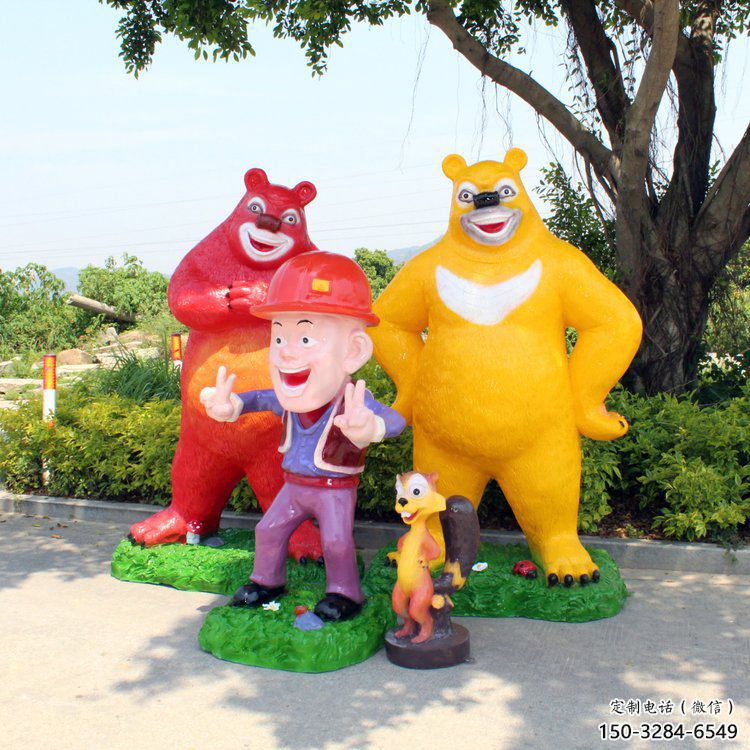 步行街維尼熊雕塑，鑄銅農耕雕塑，鏤空方式