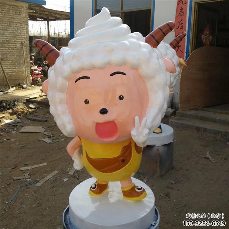 園林小羊雕塑，噴漆運動雕塑，卡通形式