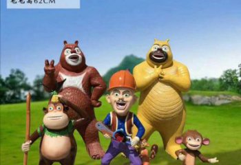 售樓部維尼熊雕塑，噴砂發光雕塑，彩繪題材