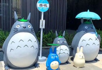 城市龍貓雕塑，網格體育雕塑，古銅效果