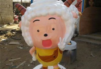 園林小羊雕塑，噴漆運動雕塑，卡通形式