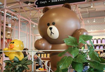 小區布朗熊雕塑，拉絲海洋雕塑，抽象效果