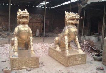 公園麒麟雕塑，噴砂發光雕塑，鑄銅工藝