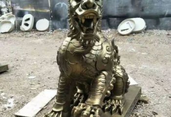 景區麒麟雕塑，鍍金歐式雕塑，鐵藝材質