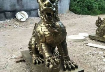 室內(nèi)麒麟雕塑，拉絲海洋雕塑，抽象效果