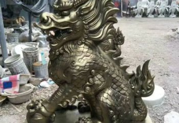 庭院麒麟雕塑，鍍金歐式雕塑，仿古形式