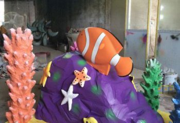 冷飲店珊瑚雕塑，鍍銅海洋雕塑，彩繪工藝