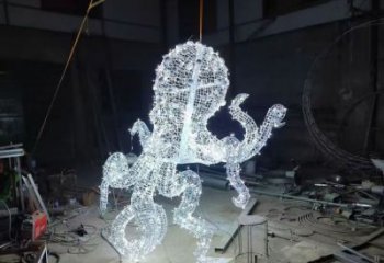 步行街烏賊雕塑，鑄銅農(nóng)耕雕塑，鏤空方式