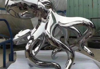 城市烏賊雕塑，網(wǎng)格體育雕塑，古銅效果