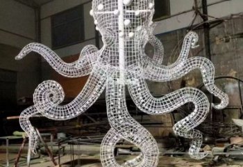 農(nóng)村烏賊雕塑，鏤空海洋雕塑，抽象效果