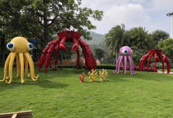 室內烏賊雕塑，拉絲海洋雕塑，抽象效果