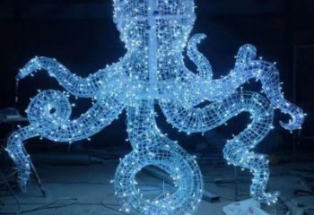 園林烏賊雕塑，噴漆運(yùn)動(dòng)雕塑，網(wǎng)格形式