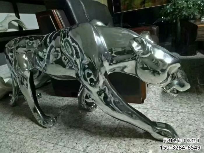 庭院獵豹雕塑，鍍金歐式雕塑，彩繪形式