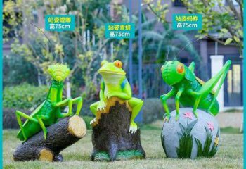 小區(qū)蝗蟲雕塑，拉絲仿真雕塑，抽象效果