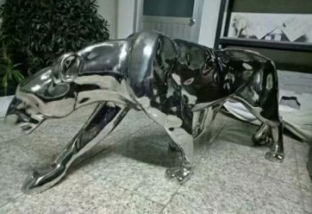 冷飲店獵豹雕塑，鍍銅動物雕塑，鏡面工藝