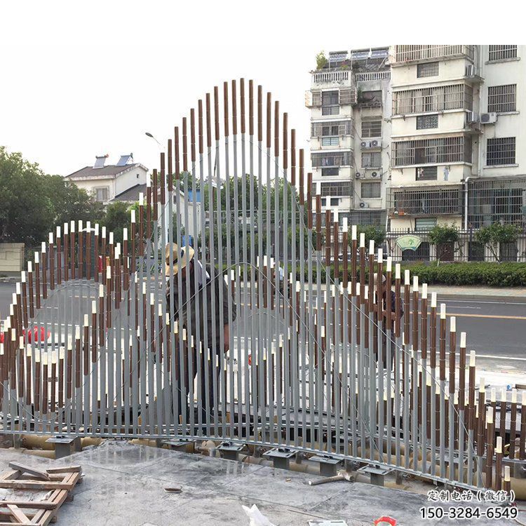 城市假山雕塑，網(wǎng)格景觀雕塑，古銅效果