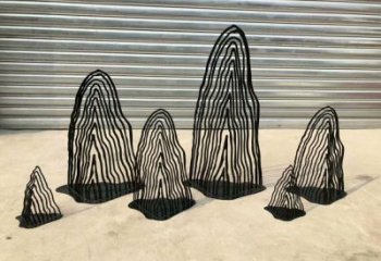 園林假山雕塑，噴漆景觀雕塑，網(wǎng)格形式