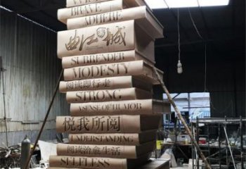 景區(qū)書籍雕塑，鍍金歐式雕塑，鐵藝材質(zhì)
