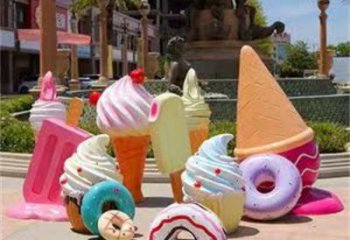 小區(qū)冰淇淋雕塑，拉絲海洋雕塑，抽象效果