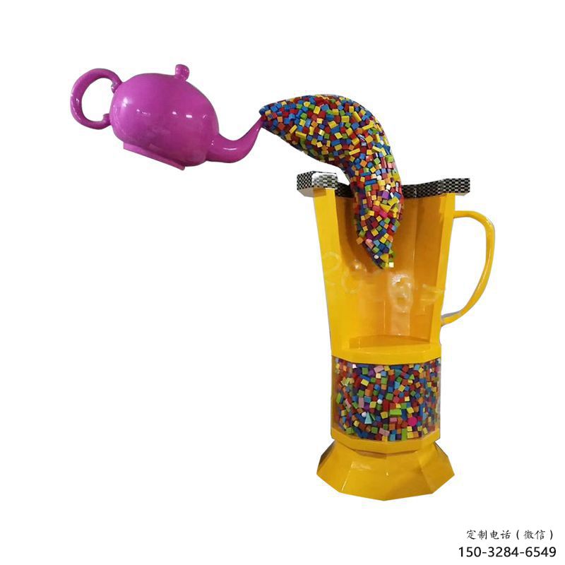 售樓部茶壺雕塑，噴砂發光雕塑，烤漆題材