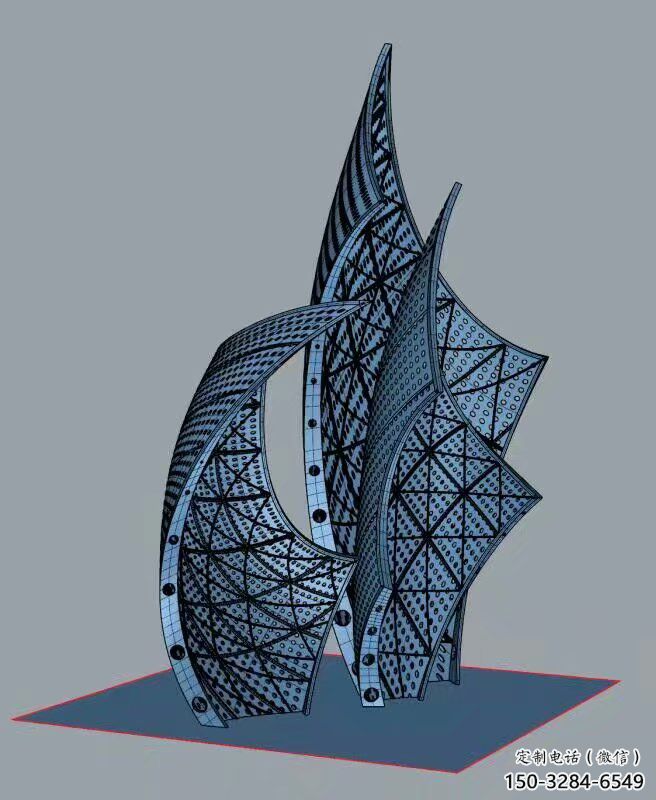 步行街帆船雕塑，鍛造景觀雕塑，烤漆方式