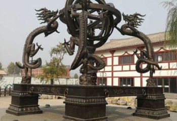 庭院渾天儀雕塑，鍍金歐式雕塑，鑄造形式