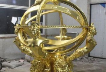 酒店渾天儀雕塑制作，鍍金歐式雕塑，仿古擺件