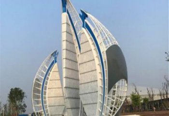 園林帆船雕塑，噴漆景觀雕塑，噴漆形式