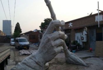 校園毛筆雕塑，拉絲景觀雕塑，抽象主題