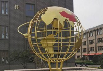 大型地球儀雕塑，鍍金歐式雕塑，鍍金工藝