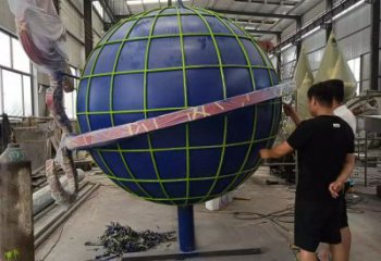 室內地球儀雕塑，拉絲景觀雕塑，抽象效果