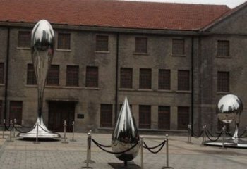 庭院水滴雕塑，鍍金歐式雕塑，拋光形式