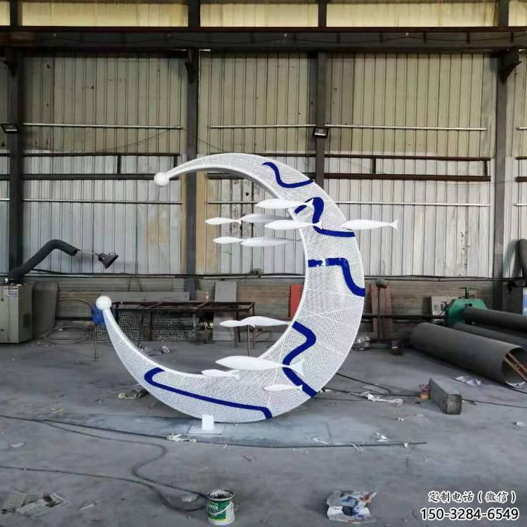 幼兒園月亮雕塑，鐵藝文化雕塑，鑄造制作