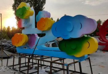 校園云朵雕塑，拉絲景觀雕塑，抽象主題