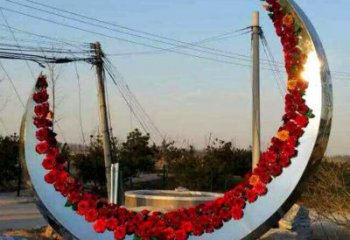 售樓部月亮雕塑，噴砂發(fā)光雕塑，烤漆題材