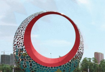 小區(qū)月亮雕塑，拉絲景觀雕塑，抽象效果