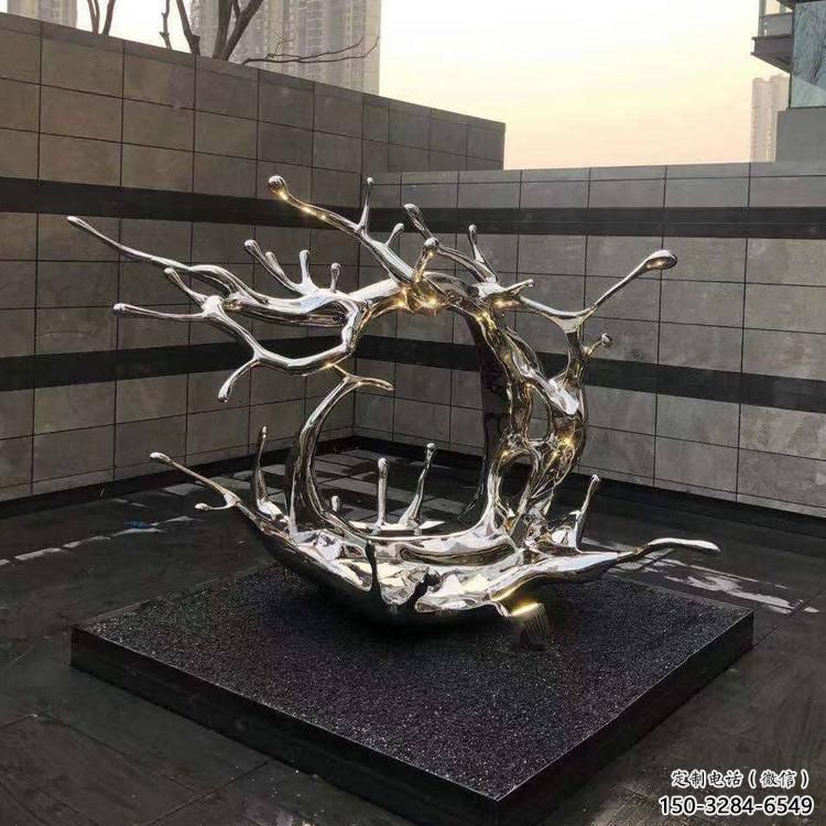 庭院海浪雕塑，鍍金歐式雕塑，鏡面形式