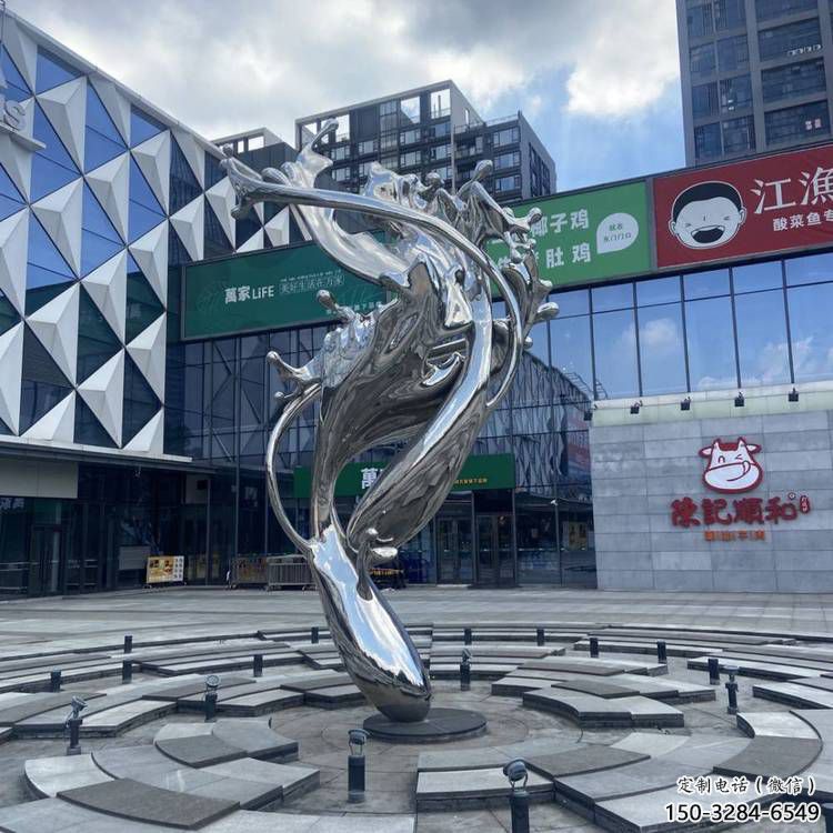 校園海浪雕塑，拉絲景觀雕塑，抽象主題