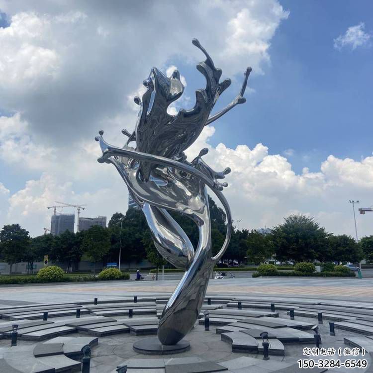 園林海浪雕塑，噴漆景觀雕塑，鏡面形式